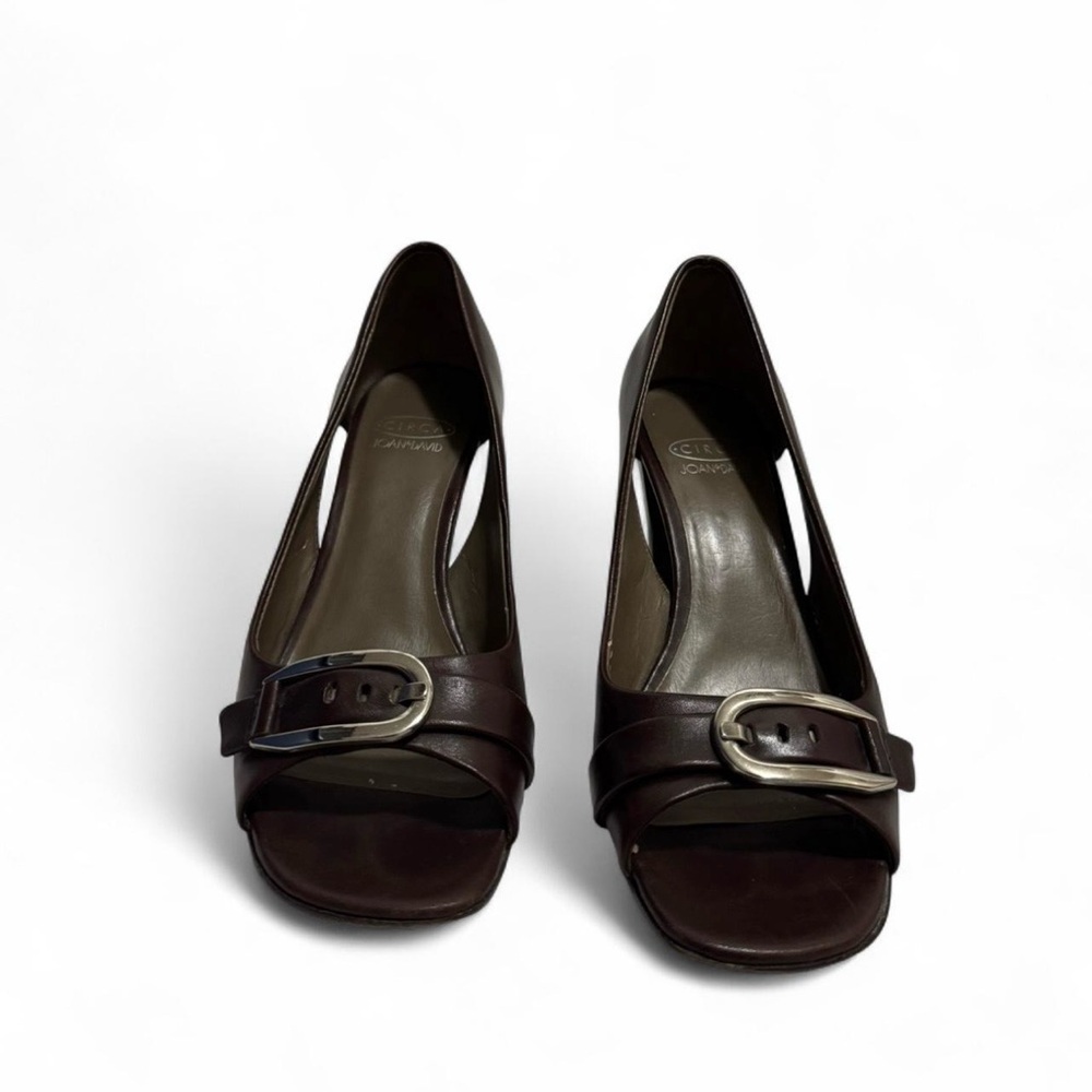 Chic Dark Brown Peep-Toe Heels Elegant Buckle Detail Office Siren 2000s Y2K 90s